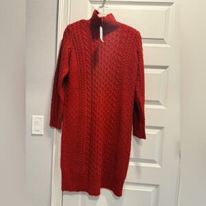 NWT Ann Taylor Dark Red Wine Burgundy Cable Knit Sweater Dress Medium